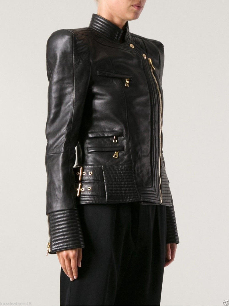 Biker / Motorcycle Jacket - Women Real Lambskin Leather Jacket KW001 - Koza Leathers