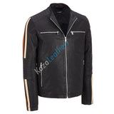 Men Real Lambskin Motorcycle Leather Biker Jacket KM206