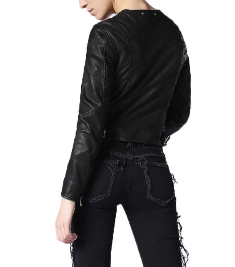 Biker / Motorcycle Jacket - Women Real Lambskin Leather Biker Jacket KW524 - Koza Leathers