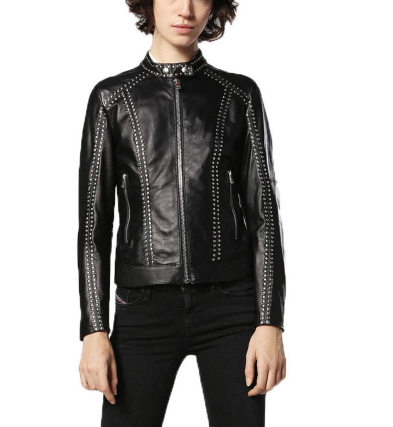 Biker / Motorcycle Jacket - Women Real Lambskin Leather Biker Jacket KW526 - Koza Leathers