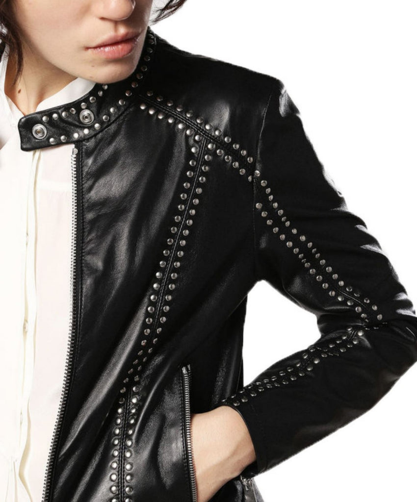 Biker / Motorcycle Jacket - Women Real Lambskin Leather Biker Jacket KW526 - Koza Leathers