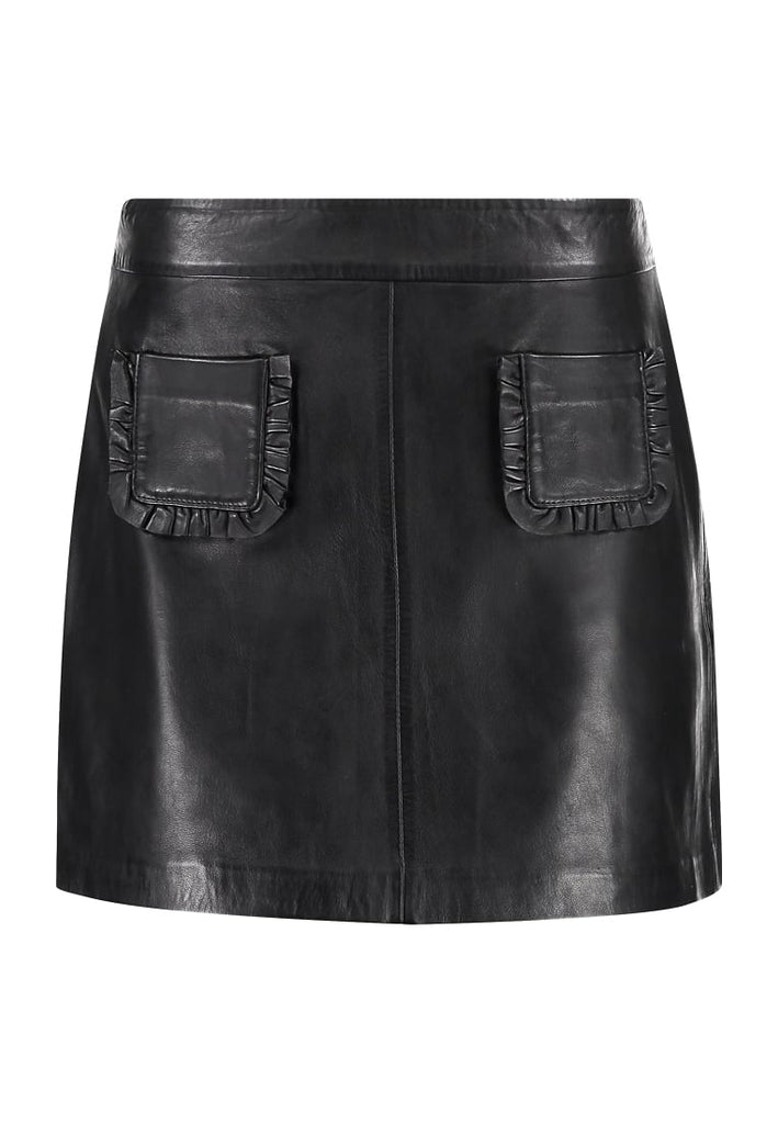 Knee Length Skirt - Women Real Lambskin Leather Mini Skirt WS127 - Koza Leathers