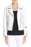 Women Real Lambskin Leather Biker Jacket KW074