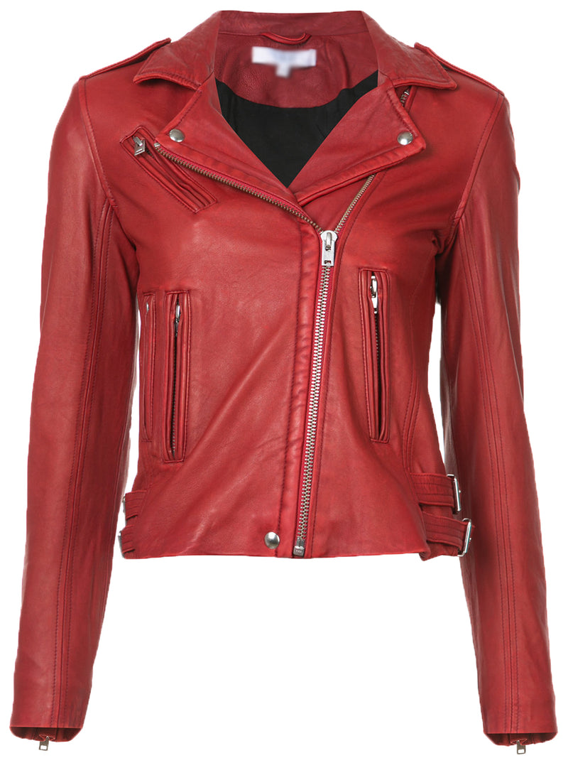 Biker / Motorcycle Jacket - Women Real Lambskin Leather Biker Jacket KW527 - Koza Leathers
