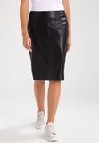 Women Real Lambskin Leather Knee Length Skirt WS128