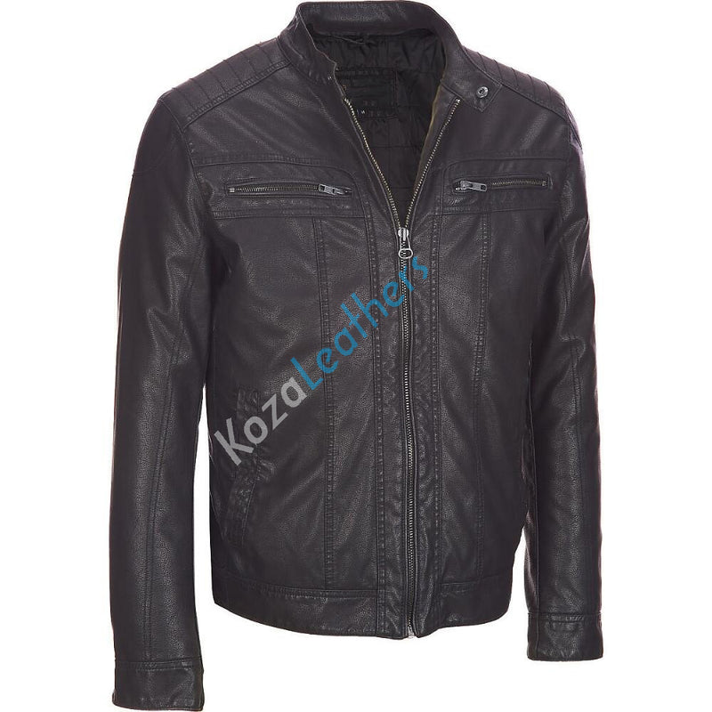 Biker Jacket - Men Real Lambskin Motorcycle Leather Biker Jacket KM209 - Koza Leathers