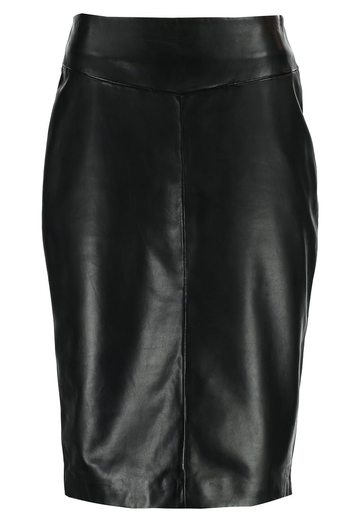 Knee Length Skirt - Women Real Lambskin Leather Knee Length Skirt WS128 - Koza Leathers