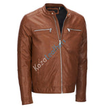 Men Real Lambskin Motorcycle Leather Biker Jacket KM210