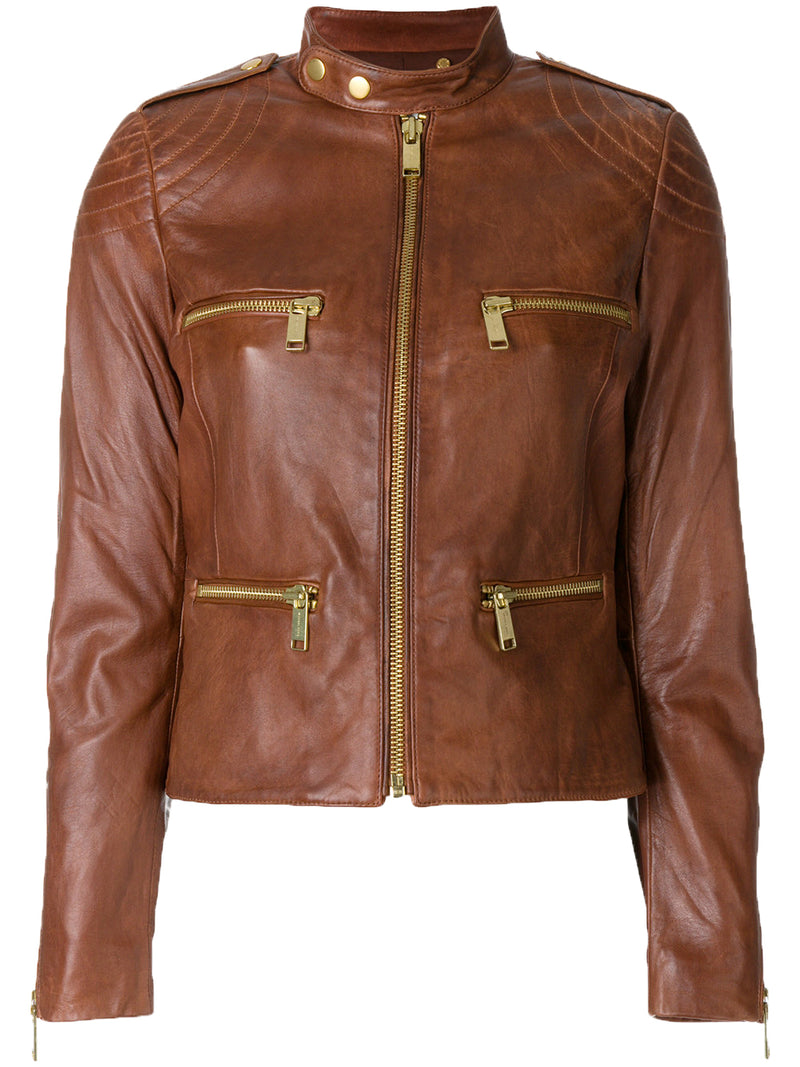 Biker / Motorcycle Jacket - Women Real Lambskin Leather Biker Jacket KW529 - Koza Leathers