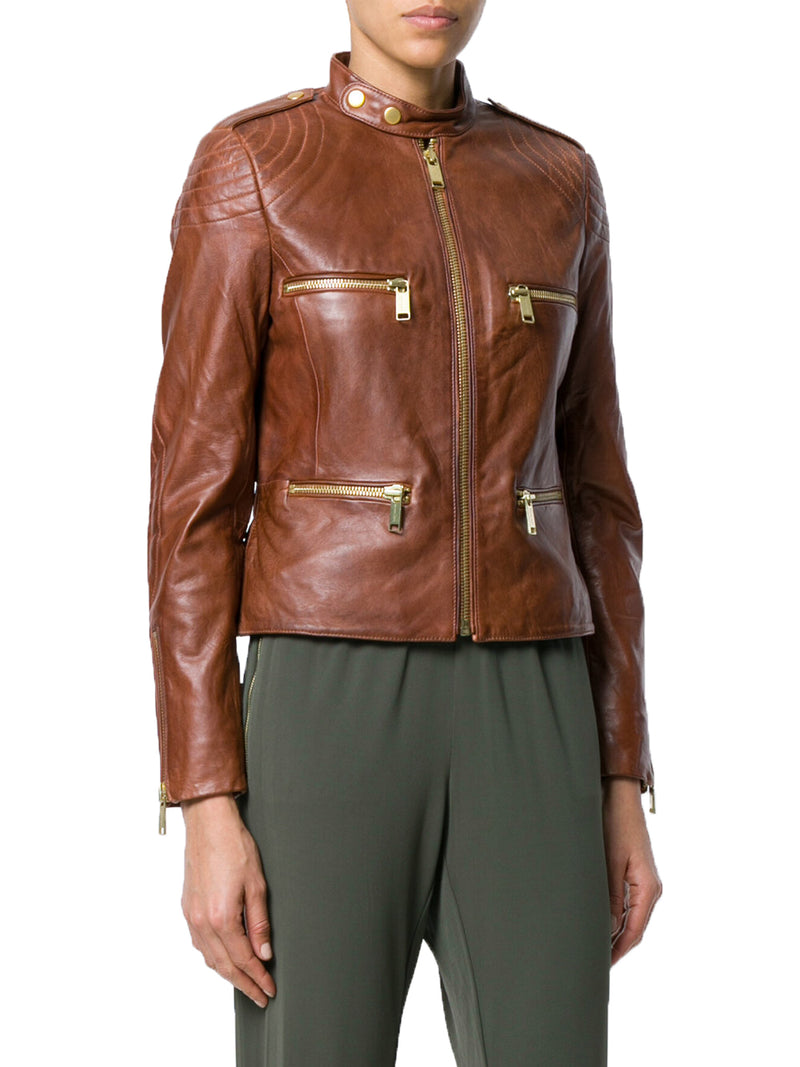 Biker / Motorcycle Jacket - Women Real Lambskin Leather Biker Jacket KW529 - Koza Leathers