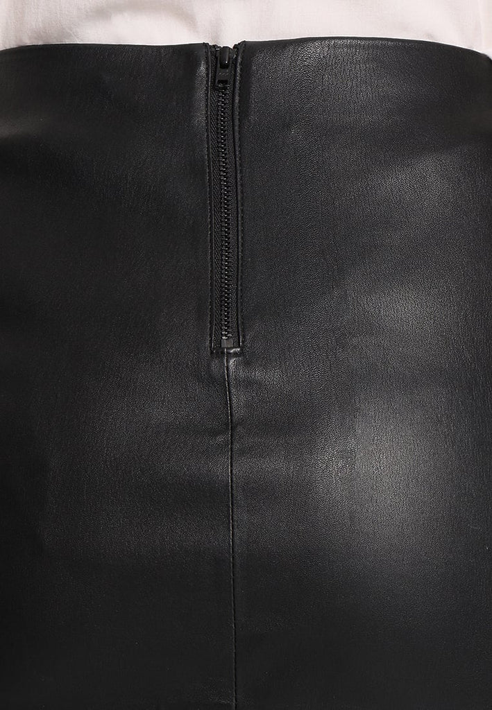 Knee Length Skirt - Women Real Lambskin Leather Mini Skirt WS131 - Koza Leathers