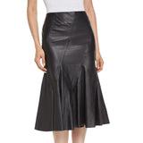 Knee Length Skirt - Women Real Lambskin Leather Knee Length Skirt WS146 - Koza Leathers