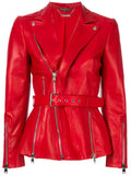 Women Real Lambskin Leather Biker Jacket KW548