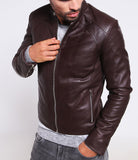 Men Real Lambskin Motorcycle Leather Biker Jacket KM238