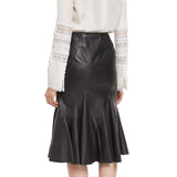 Knee Length Skirt - Women Real Lambskin Leather Knee Length Skirt WS146 - Koza Leathers