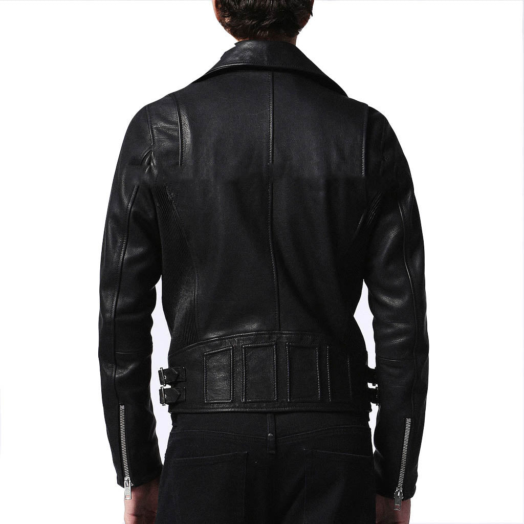 Biker Jacket - Men Real Lambskin Motorcycle Leather Biker Jacket KM317 - Koza Leathers