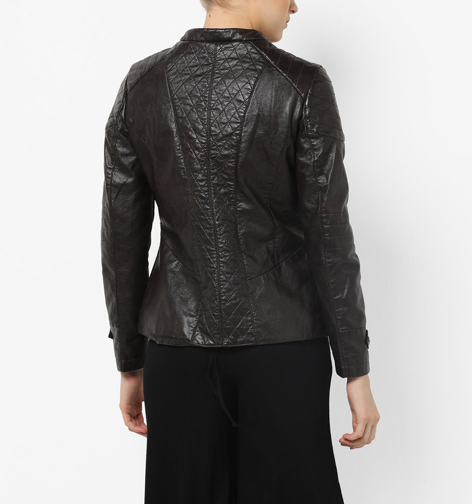 Biker / Motorcycle Jacket - Women Real Lambskin Leather Biker Jacket KW563 - Koza Leathers
