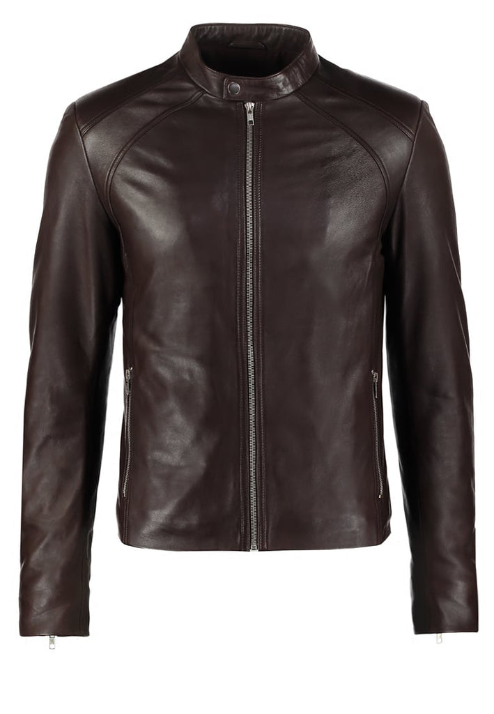 Biker Jacket - Men Real Lambskin Motorcycle Leather Biker Jacket KM238 - Koza Leathers
