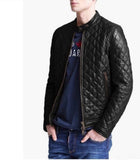 Men Real Lambskin Motorcycle Leather Biker Jacket KM488