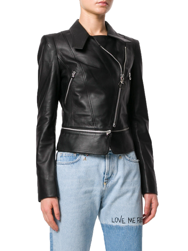 Biker / Motorcycle Jacket - Women Real Lambskin Leather Biker Jacket KW534 - Koza Leathers