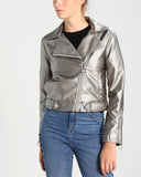 Women Real Lambskin Leather Biker Jacket KW290