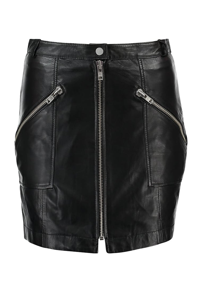 Knee Length Skirt - Women Real Lambskin Leather Mini Skirt WS135 - Koza Leathers