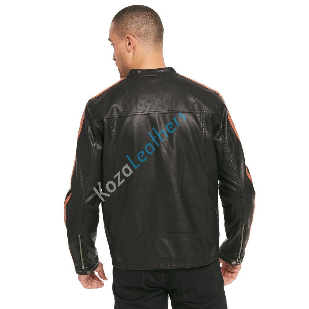 Biker Jacket - Men Real Lambskin Motorcycle Leather Biker Jacket KM216 - Koza Leathers