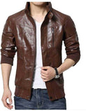 Men Real Lambskin Motorcycle Leather Biker Jacket KM492