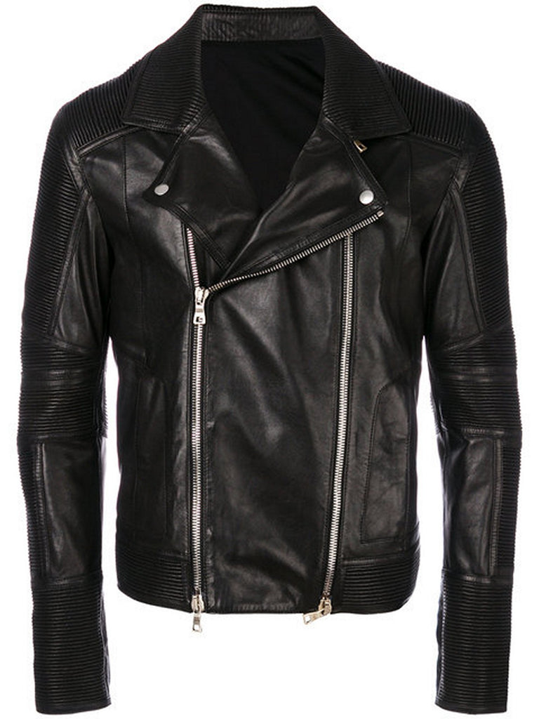 Biker Jacket - Men Real Lambskin Motorcycle Leather Biker Jacket KM364 - Koza Leathers