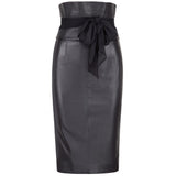 Women Real Lambskin Leather Knee Length Skirt WS147