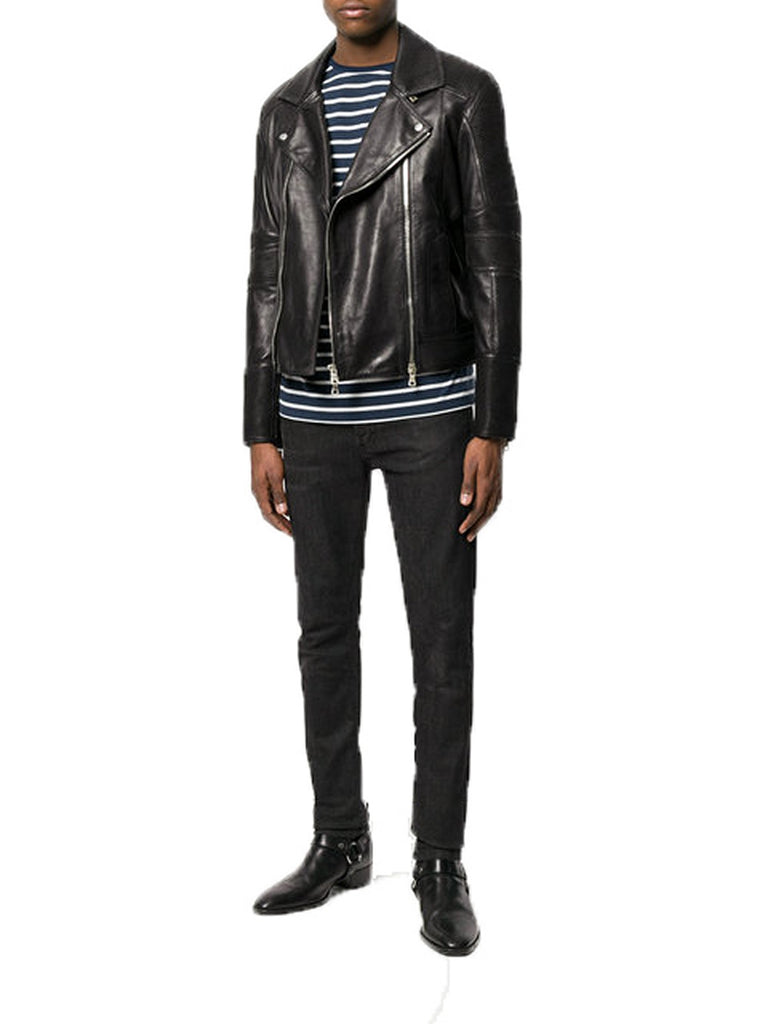 Biker Jacket - Men Real Lambskin Motorcycle Leather Biker Jacket KM364 - Koza Leathers