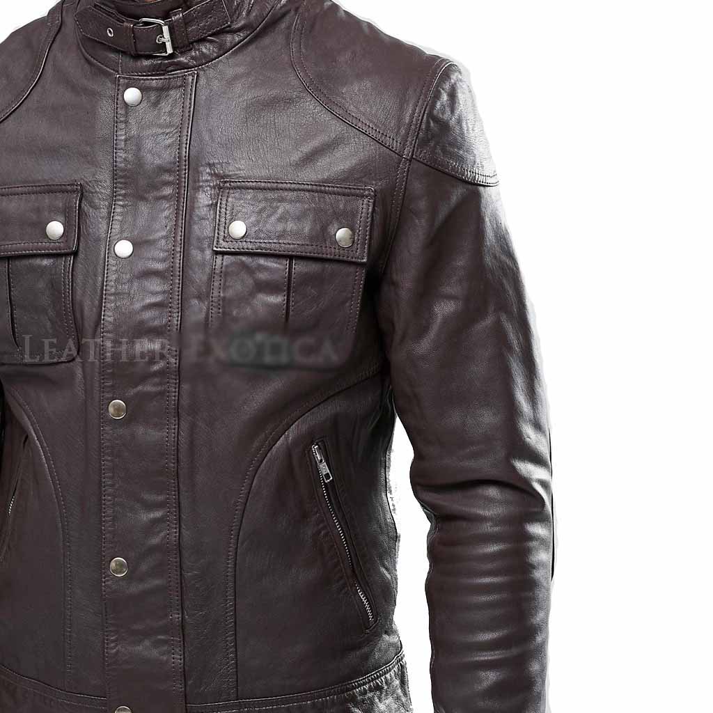 Biker Jacket - Men Real Lambskin Motorcycle Leather Biker Jacket KM318 - Koza Leathers