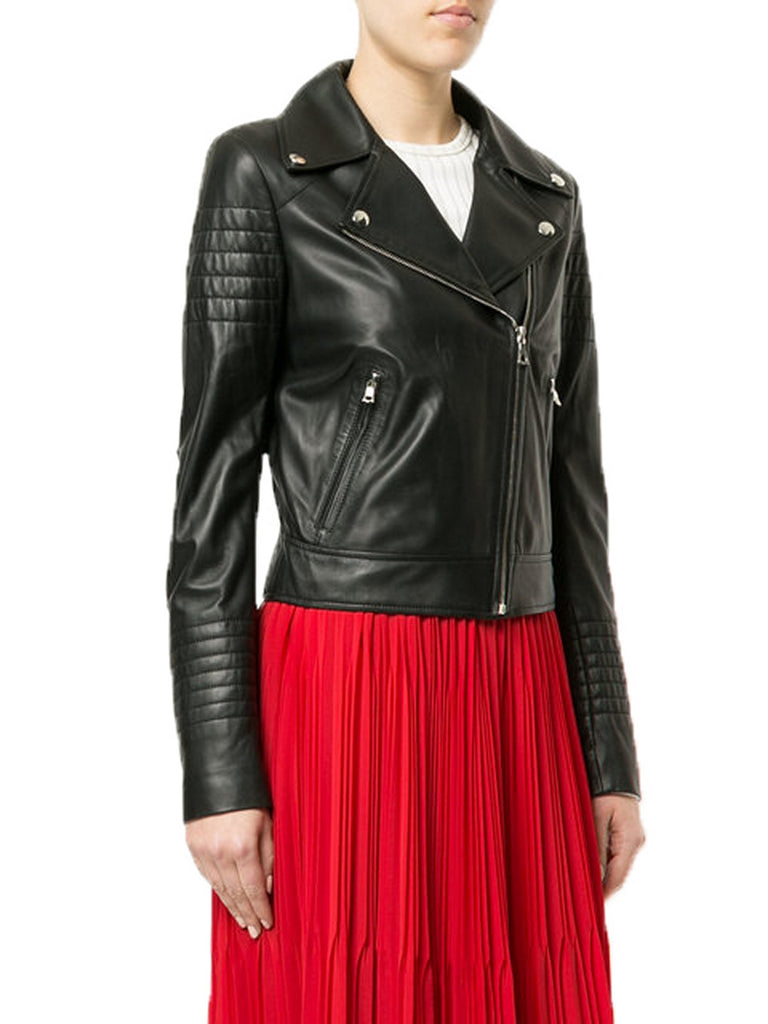Biker / Motorcycle Jacket - Women Real Lambskin Leather Biker Jacket KW549 - Koza Leathers