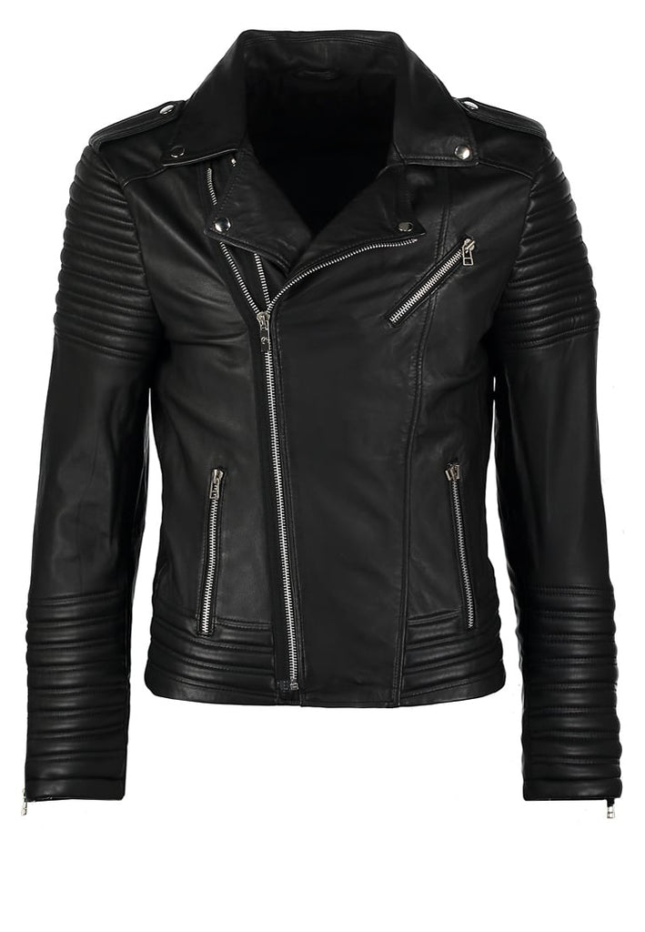 Biker Jacket - Men Real Lambskin Motorcycle Leather Biker Jacket KM239 - Koza Leathers