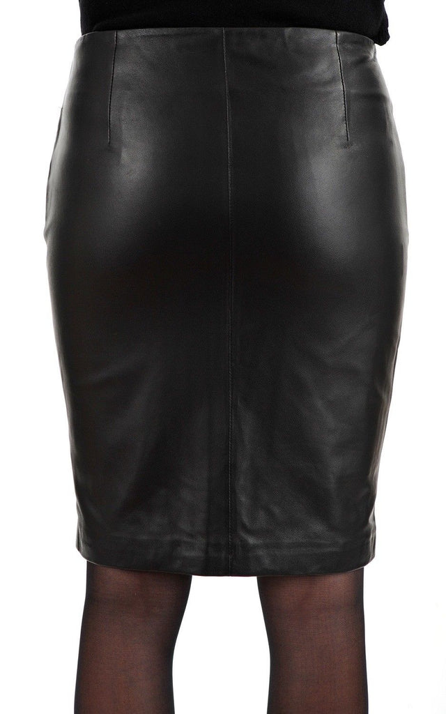 Knee Length Skirt - Women Real Lambskin Leather Slim Fit Skirt WS051 - Koza Leathers