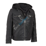 Men Real Lambskin Motorcycle Leather Biker Jacket KM220