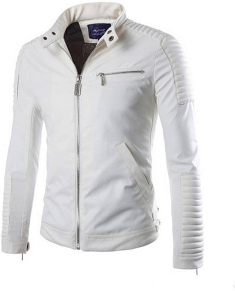 Men Real Lambskin Motorcycle Leather Biker Jacket KM500 - Koza
