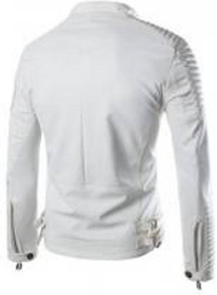 Men Real Lambskin Motorcycle Leather Biker Jacket KM500 - Koza