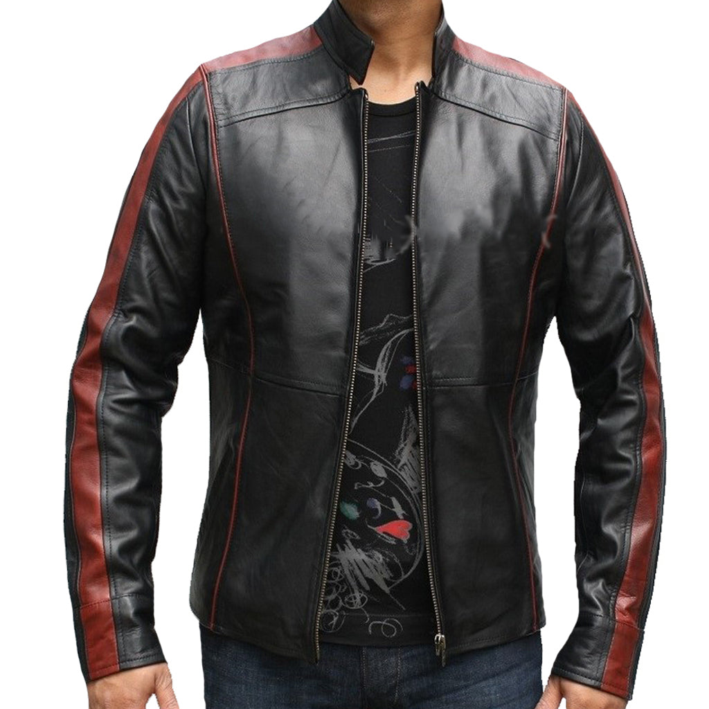 Biker Jacket - Men Real Lambskin Motorcycle Leather Biker Jacket KM319 - Koza Leathers