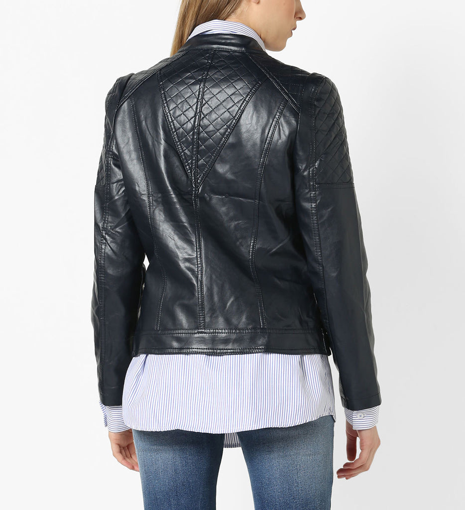 Biker / Motorcycle Jacket - Women Real Lambskin Leather Biker Jacket KW565 - Koza Leathers