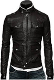 Men Real Lambskin Motorcycle Leather Biker Jacket KM509