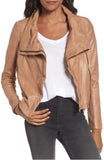 Women Real Lambskin Leather Biker Jacket KW371