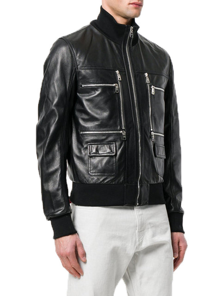Biker Jacket - Men Real Lambskin Motorcycle Leather Biker Jacket KM366 - Koza Leathers