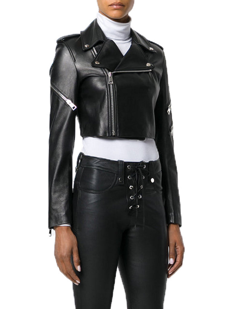 Biker / Motorcycle Jacket - Women Real Lambskin Leather Biker Jacket KW551 - Koza Leathers