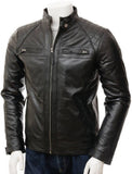 Men Real Lambskin Motorcycle Leather Biker Jacket KM518