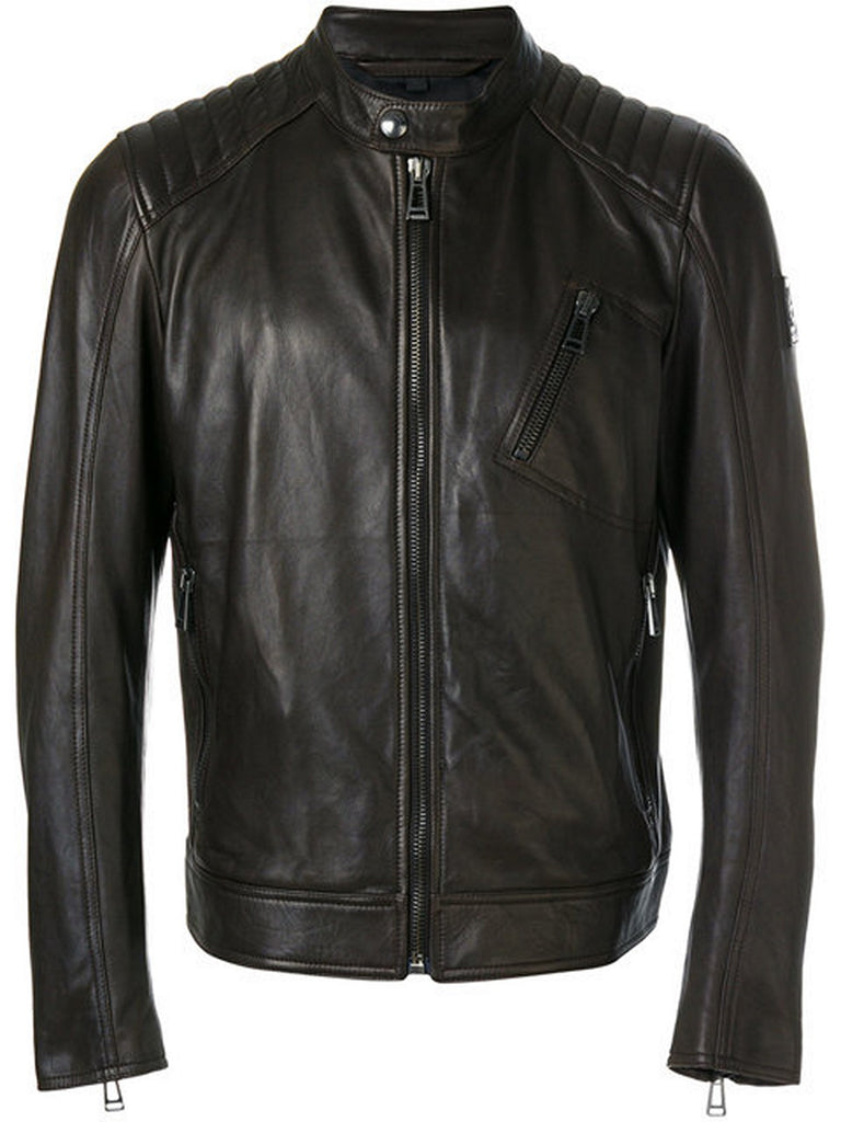 Biker Jacket - Men Real Lambskin Motorcycle Leather Biker Jacket KM367 - Koza Leathers