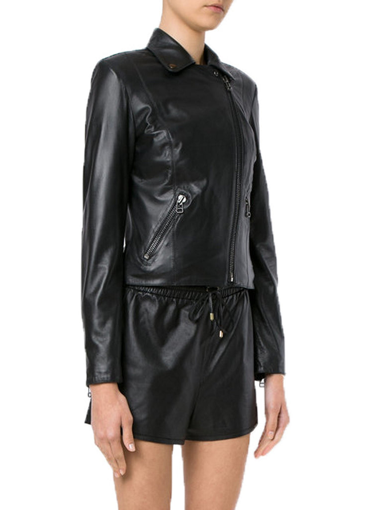 Biker / Motorcycle Jacket - Women Real Lambskin Leather Biker Jacket KW552 - Koza Leathers