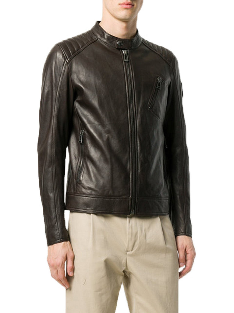 Biker Jacket - Men Real Lambskin Motorcycle Leather Biker Jacket KM367 - Koza Leathers