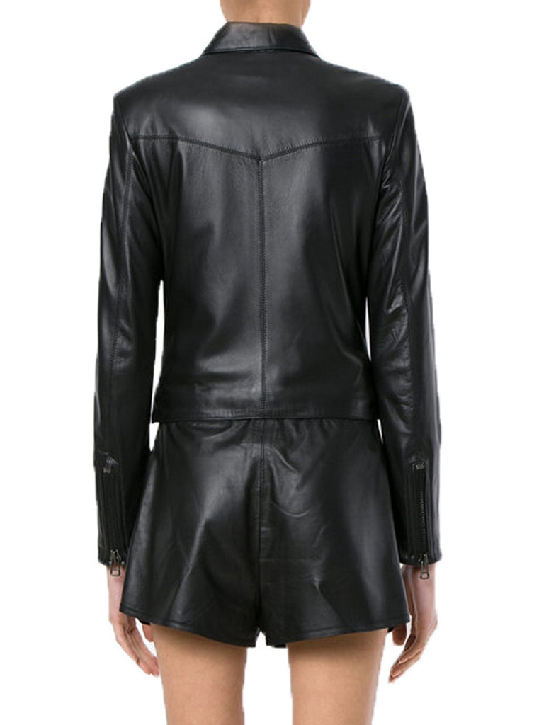 Biker / Motorcycle Jacket - Women Real Lambskin Leather Biker Jacket KW552 - Koza Leathers