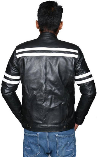 Men Real Lambskin Motorcycle Leather Biker Jacket KM525 - Koza